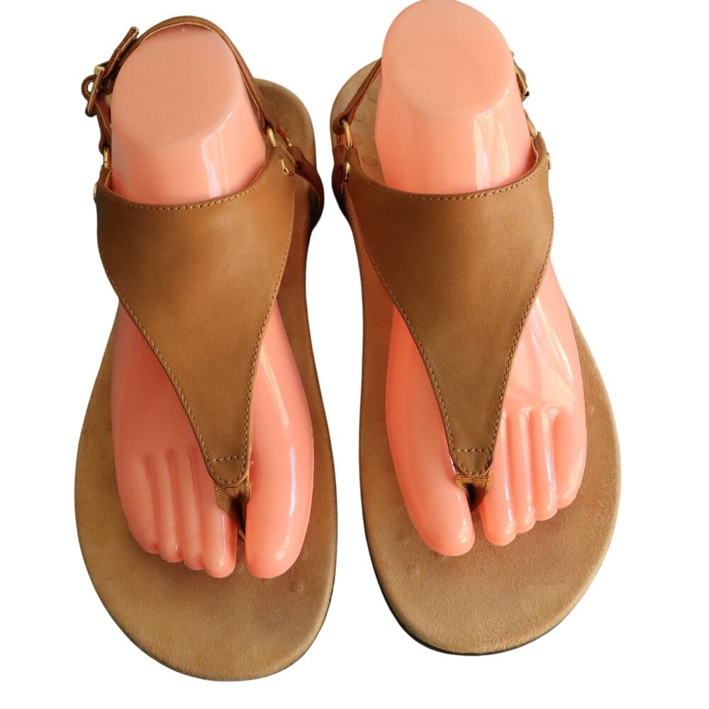 Vionic Tan Leather Thong Sandals